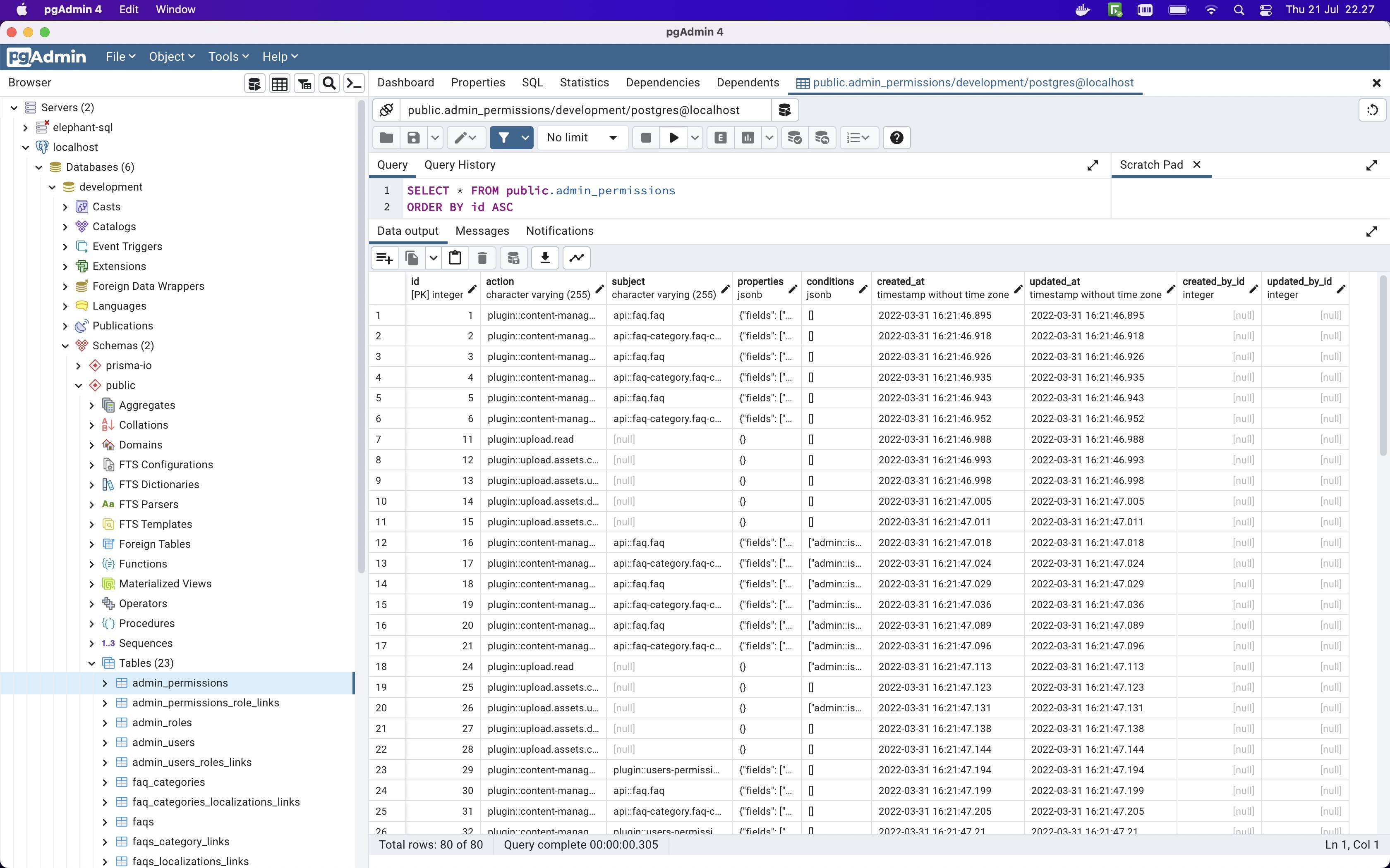 PgAdmin 4 PostgreSQL Table List