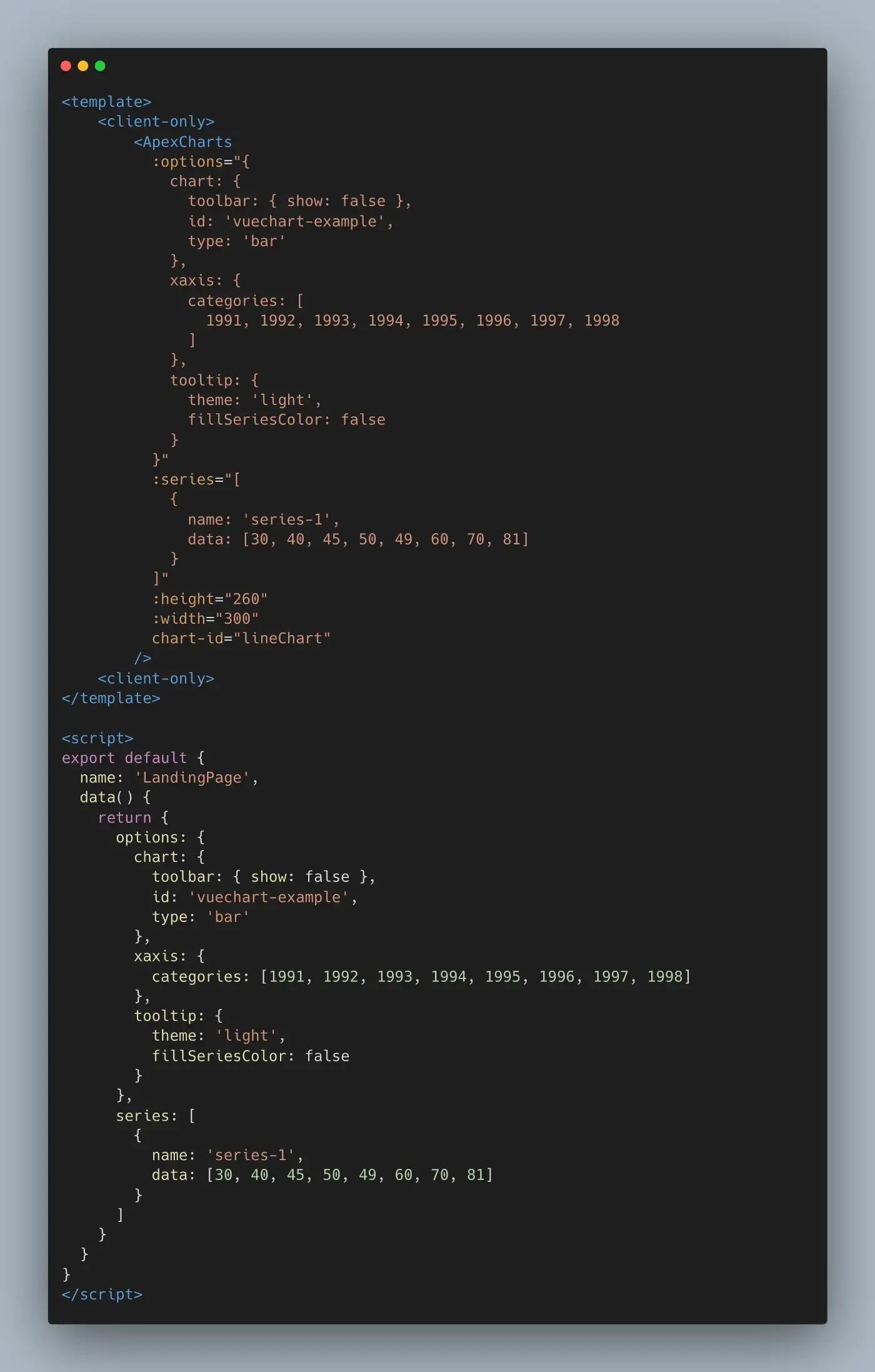 Using Apex Charts in Nuxt.js pages or component