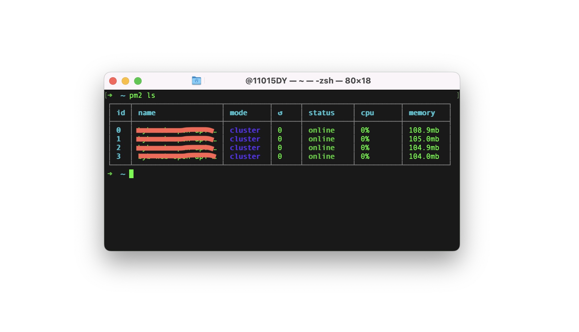 PM2 deploy production ls command