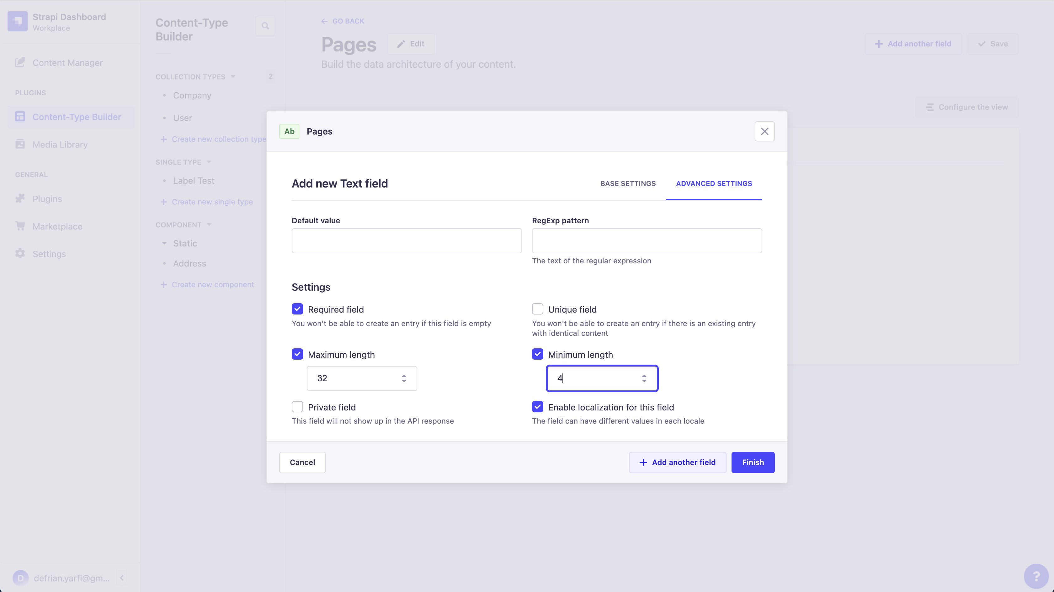 Strapi Add Fields to Collection Setting